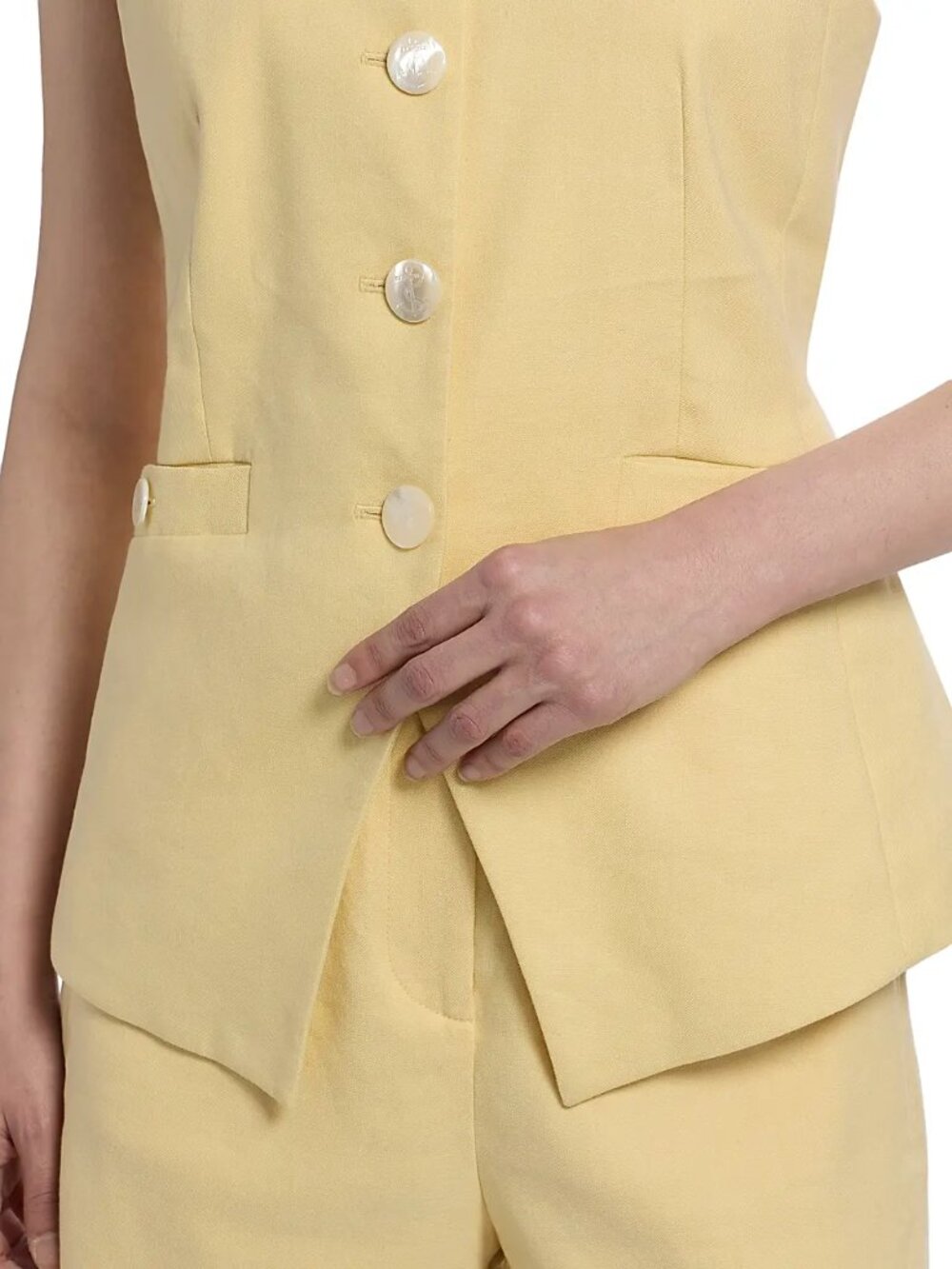 NWT Veronica Beard Orlinda Linen Blend Halter Vest Sz4 Chamomile / yellow - Picture 3 of 3